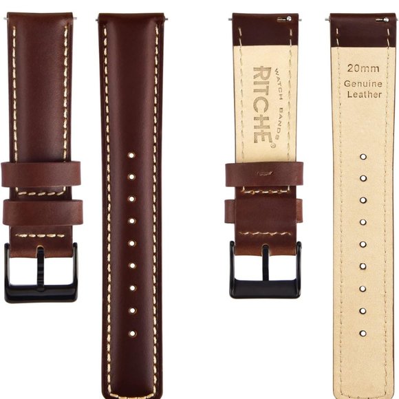 Ritche Quick Release Leather Watch Bands Genuine Watch Straps 14mm-24mm - Picture 5 of 9